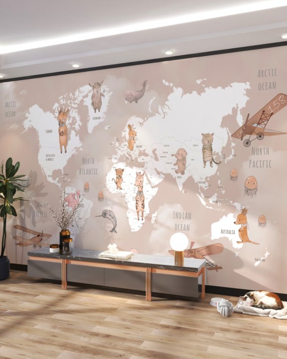 Fotomurales Mapa mundial para niños